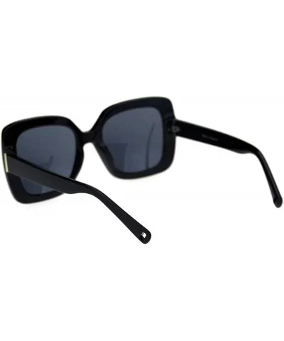 Womens Minimal Mod Thick Plastic Rectangular Butterfly Designer Sunglasses - All Black - CN18QY25EMD $7.70 Rectangular