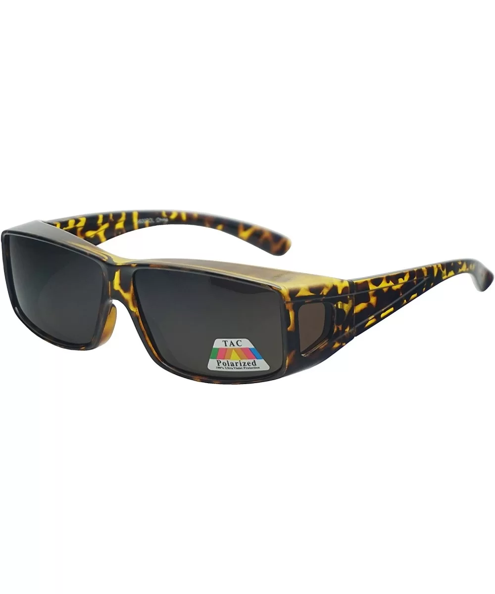 Fit Over Wrap Sunglasses w/ Super Dark Polarized Lens - Size Medium Wear Over - Tortoise - C6185KREZLE $11.00 Oversized