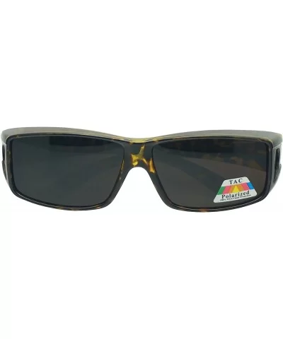 Fit Over Wrap Sunglasses w/ Super Dark Polarized Lens - Size Medium Wear Over - Tortoise - C6185KREZLE $11.00 Oversized