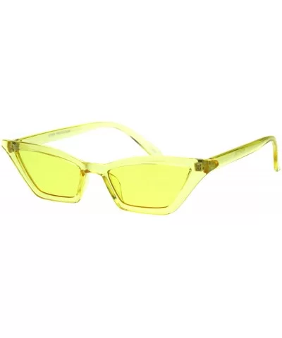 Womens Skinny Sunglasses Trapezoid Shape Cateye Frame Translucent Colors - Yellow - C918K5NNUQ6 $5.59 Rectangular