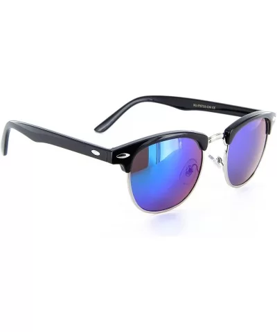 Men Women Sunglasses Half Frame Semi-Rimless Retro Classic Fashion - Black/Silver Turquoise - CP12NT2YG8J $7.45 Wayfarer