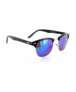 Men Women Sunglasses Half Frame Semi-Rimless Retro Classic Fashion - Black/Silver Turquoise - CP12NT2YG8J $7.45 Wayfarer