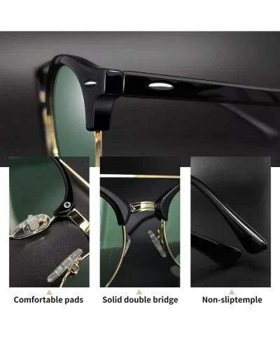 Vintage Round Sunglasses for Women Retro Brand Polarized Sun Glasses E3447 - Olive Double Bridge - CY18QH94MDG $6.56 Oversized