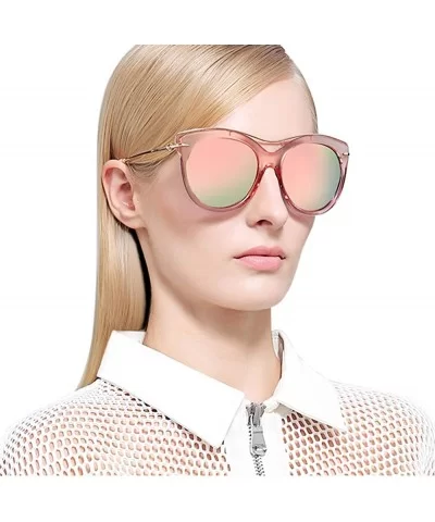 Vintage Polarized Sunglasses for Women with UV400 Protection Round Lens - Cateye Pink - CH18L7KKKZ3 $13.19 Cat Eye