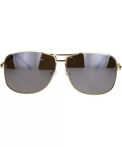 Mens Narrow Spring Hinge Officer Style Pilots Metal Sunglasses - Gold Brown Mirror - C718QQGWRSR $6.71 Rectangular