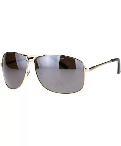 Mens Narrow Spring Hinge Officer Style Pilots Metal Sunglasses - Gold Brown Mirror - C718QQGWRSR $6.71 Rectangular