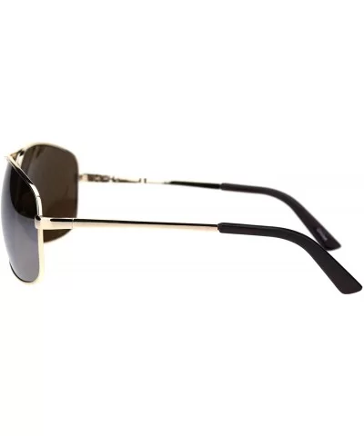 Mens Narrow Spring Hinge Officer Style Pilots Metal Sunglasses - Gold Brown Mirror - C718QQGWRSR $6.71 Rectangular