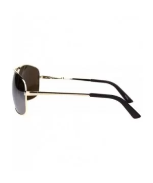 Mens Narrow Spring Hinge Officer Style Pilots Metal Sunglasses - Gold Brown Mirror - C718QQGWRSR $6.71 Rectangular