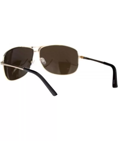 Mens Narrow Spring Hinge Officer Style Pilots Metal Sunglasses - Gold Brown Mirror - C718QQGWRSR $6.71 Rectangular