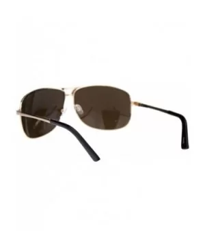 Mens Narrow Spring Hinge Officer Style Pilots Metal Sunglasses - Gold Brown Mirror - C718QQGWRSR $6.71 Rectangular