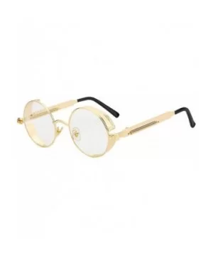 Round Metal Sunglasses Steampunk Men Women Fashion Glasses Er Retro Vintage UV400 - Gold W Clear - CI199C7M8QK $30.96 Square