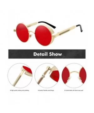 Round Metal Sunglasses Steampunk Men Women Fashion Glasses Er Retro Vintage UV400 - Gold W Clear - CI199C7M8QK $30.96 Square