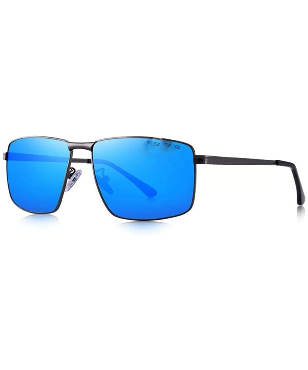 DESIGN Men Classic Rectangle Sunglasses Aviation Frame HD Polarized C01 Black - C03 Blue - C918XE9UGU7 $16.60 Aviator