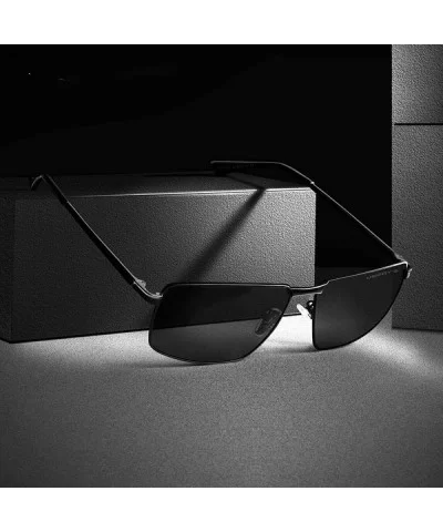 DESIGN Men Classic Rectangle Sunglasses Aviation Frame HD Polarized C01 Black - C03 Blue - C918XE9UGU7 $16.60 Aviator