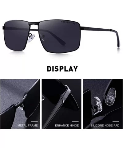 DESIGN Men Classic Rectangle Sunglasses Aviation Frame HD Polarized C01 Black - C03 Blue - C918XE9UGU7 $16.60 Aviator