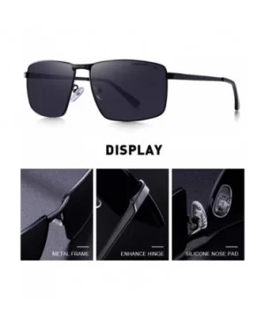 DESIGN Men Classic Rectangle Sunglasses Aviation Frame HD Polarized C01 Black - C03 Blue - C918XE9UGU7 $16.60 Aviator