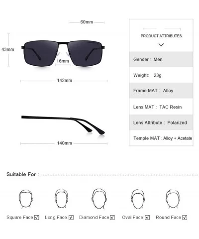 DESIGN Men Classic Rectangle Sunglasses Aviation Frame HD Polarized C01 Black - C03 Blue - C918XE9UGU7 $16.60 Aviator