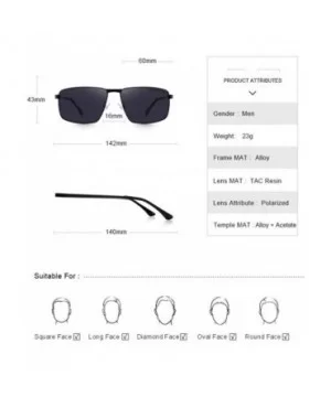 DESIGN Men Classic Rectangle Sunglasses Aviation Frame HD Polarized C01 Black - C03 Blue - C918XE9UGU7 $16.60 Aviator