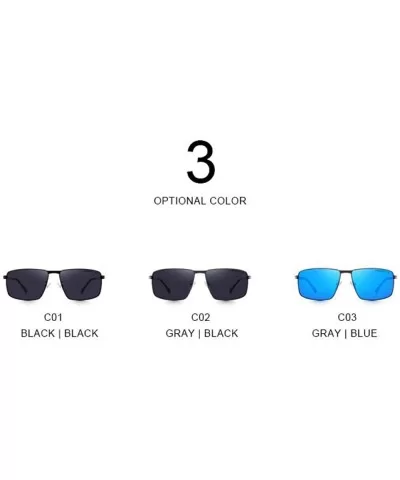 DESIGN Men Classic Rectangle Sunglasses Aviation Frame HD Polarized C01 Black - C03 Blue - C918XE9UGU7 $16.60 Aviator