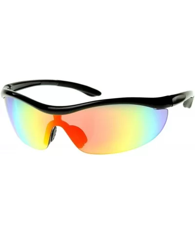 Shatterproof Durable TR90 Half Jacket Shield Sports Sunglasses (Black Multi-Color) - CT116O2M0SZ $10.75 Shield