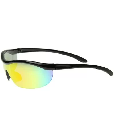 Shatterproof Durable TR90 Half Jacket Shield Sports Sunglasses (Black Multi-Color) - CT116O2M0SZ $10.75 Shield