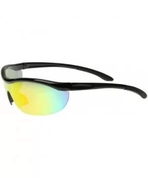 Shatterproof Durable TR90 Half Jacket Shield Sports Sunglasses (Black Multi-Color) - CT116O2M0SZ $10.75 Shield