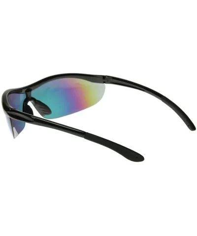 Shatterproof Durable TR90 Half Jacket Shield Sports Sunglasses (Black Multi-Color) - CT116O2M0SZ $10.75 Shield