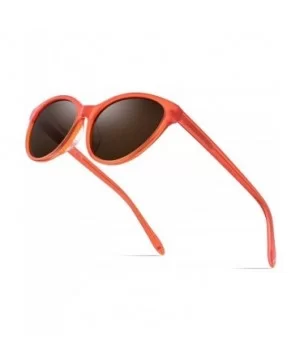 Acetate Polarized Sunglasses Mirror Cat Eye Sun Glasses for Women 9111 - Orange - C018NS77AN4 $28.20 Cat Eye