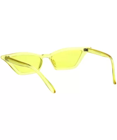 Womens Skinny Sunglasses Trapezoid Shape Cateye Frame Translucent Colors - Yellow - C918K5NNUQ6 $5.59 Rectangular