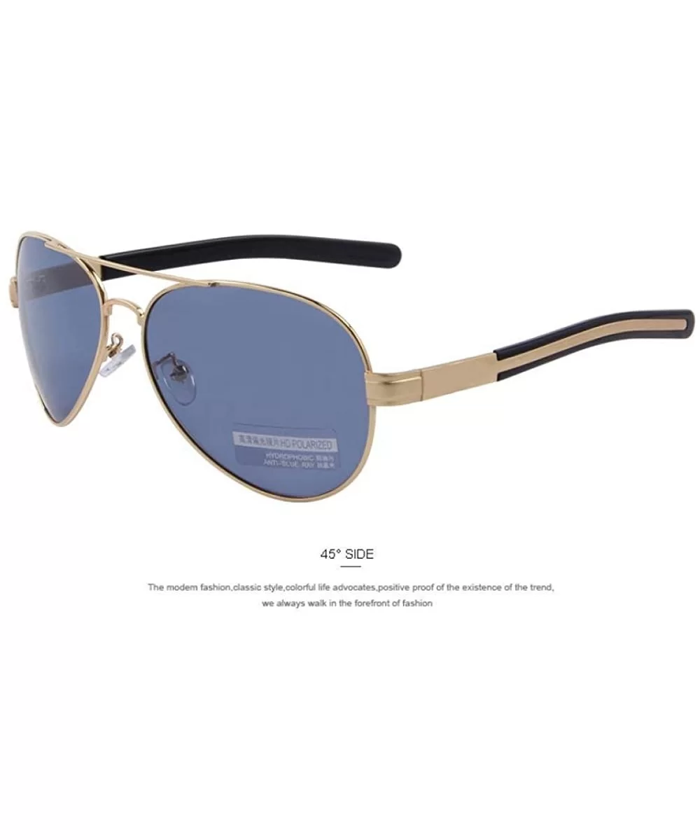 Fashion Men Polarized Sunglasses Brand Design Sunglasses Oculos C01 Black Black - C08 Gold Blue - CR18YKTAT6K $11.24 Aviator