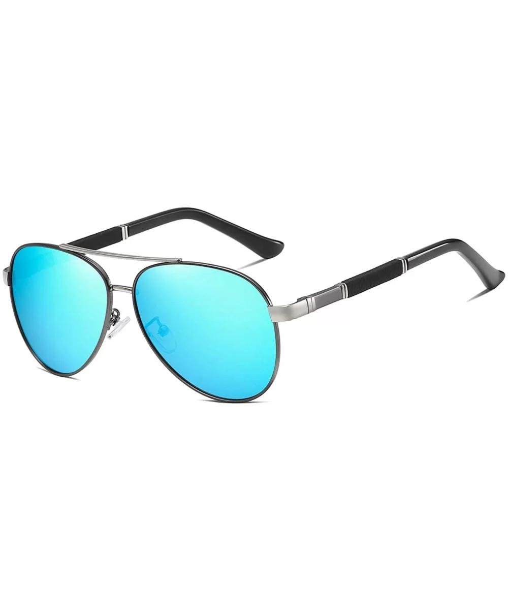 Mens Aviator Sunglasses Polarized Alloy PC Frame Shades for Driving Fishing Golf UV400 Protection - Grey Blue - CO18AY26N8O $...