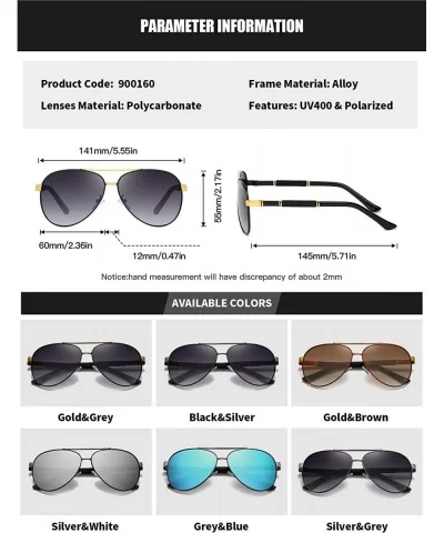 Mens Aviator Sunglasses Polarized Alloy PC Frame Shades for Driving Fishing Golf UV400 Protection - Grey Blue - CO18AY26N8O $...