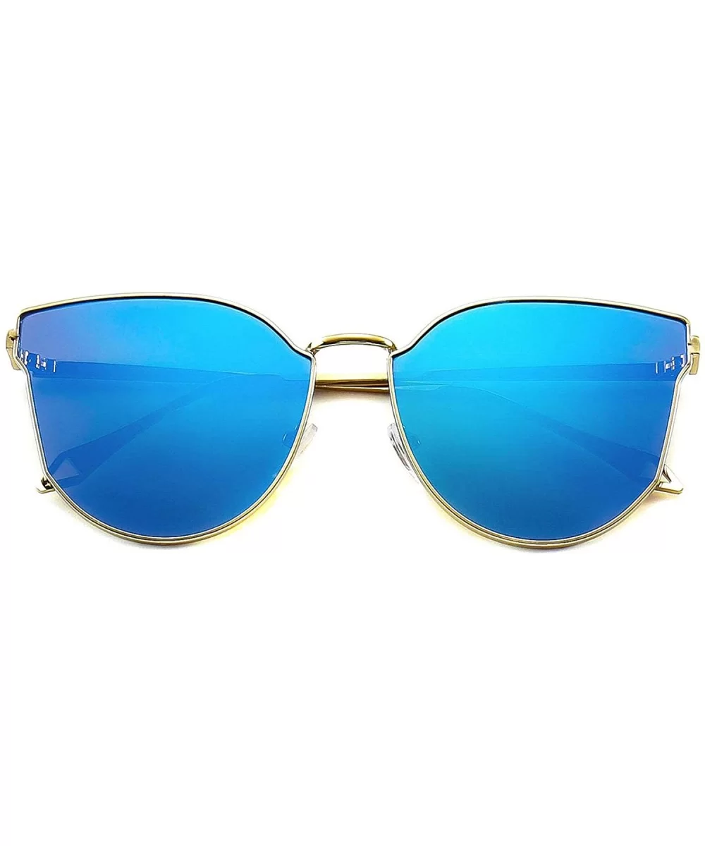 Oversized Cat Eye Mirrored Sunglasses for Women and Men - Blue - C0195AC546O $8.75 Cat Eye