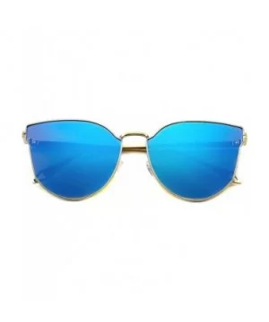 Oversized Cat Eye Mirrored Sunglasses for Women and Men - Blue - C0195AC546O $8.75 Cat Eye