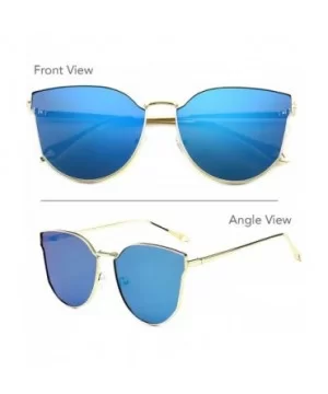 Oversized Cat Eye Mirrored Sunglasses for Women and Men - Blue - C0195AC546O $8.75 Cat Eye