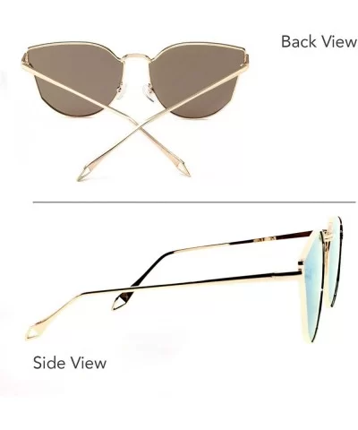 Oversized Cat Eye Mirrored Sunglasses for Women and Men - Blue - C0195AC546O $8.75 Cat Eye