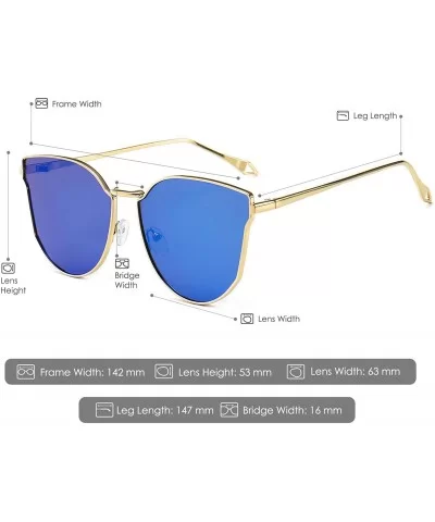 Oversized Cat Eye Mirrored Sunglasses for Women and Men - Blue - C0195AC546O $8.75 Cat Eye