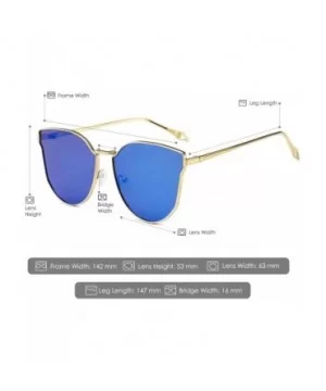 Oversized Cat Eye Mirrored Sunglasses for Women and Men - Blue - C0195AC546O $8.75 Cat Eye