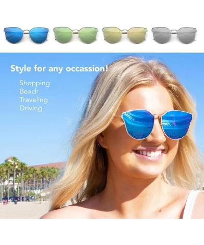 Oversized Cat Eye Mirrored Sunglasses for Women and Men - Blue - C0195AC546O $8.75 Cat Eye