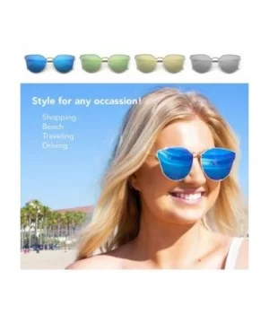 Oversized Cat Eye Mirrored Sunglasses for Women and Men - Blue - C0195AC546O $8.75 Cat Eye