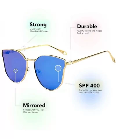 Oversized Cat Eye Mirrored Sunglasses for Women and Men - Blue - C0195AC546O $8.75 Cat Eye