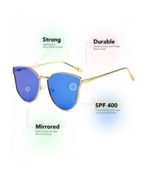 Oversized Cat Eye Mirrored Sunglasses for Women and Men - Blue - C0195AC546O $8.75 Cat Eye