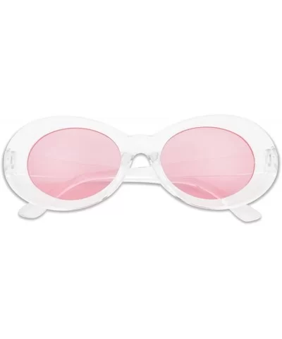 Colorful Oval Kurt Cobain Inspired Clout Goggles Mod Round Pop Fashion Nirvana Sunglasses - Clear - CH188RK2O68 $8.71 Oval