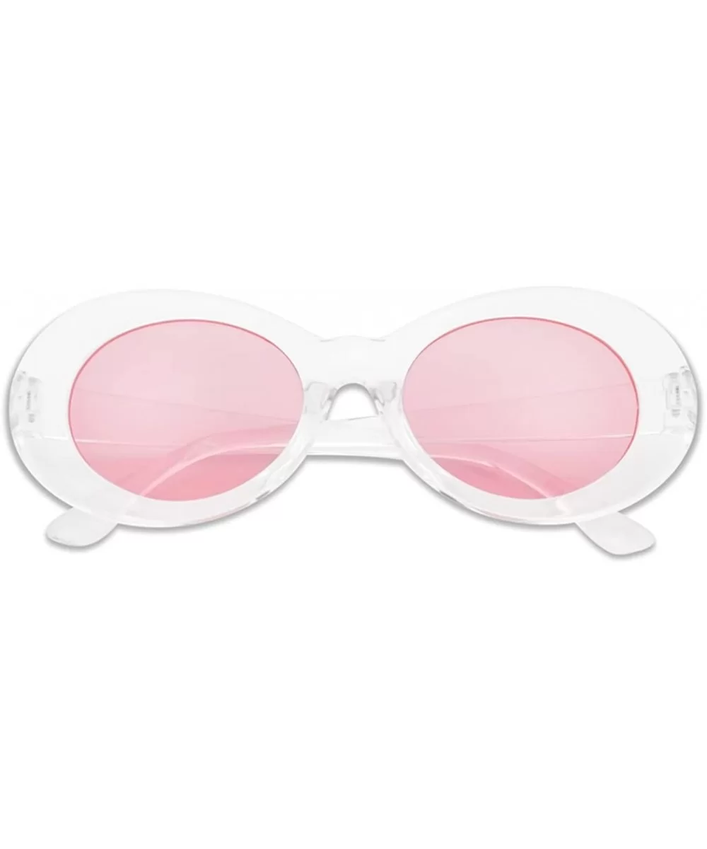 Colorful Oval Kurt Cobain Inspired Clout Goggles Mod Round Pop Fashion Nirvana Sunglasses - Clear - CH188RK2O68 $8.71 Oval