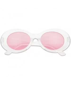 Colorful Oval Kurt Cobain Inspired Clout Goggles Mod Round Pop Fashion Nirvana Sunglasses - Clear - CH188RK2O68 $8.71 Oval