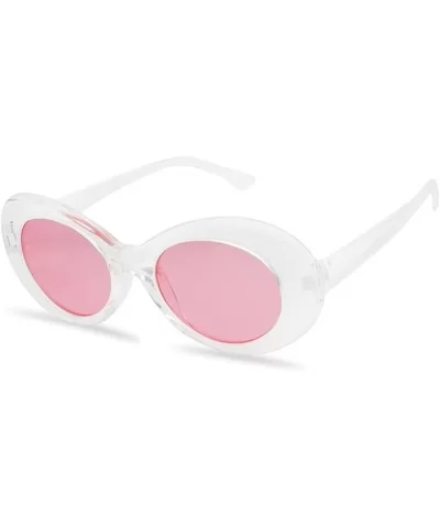 Colorful Oval Kurt Cobain Inspired Clout Goggles Mod Round Pop Fashion Nirvana Sunglasses - Clear - CH188RK2O68 $8.71 Oval