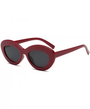 Sunglasses Oval Sunglasses Men and women Fashion Retro Sunglasses - Red Black - C618LIT8LRW $7.38 Oval