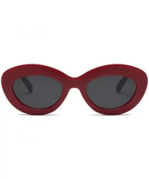 Sunglasses Oval Sunglasses Men and women Fashion Retro Sunglasses - Red Black - C618LIT8LRW $7.38 Oval