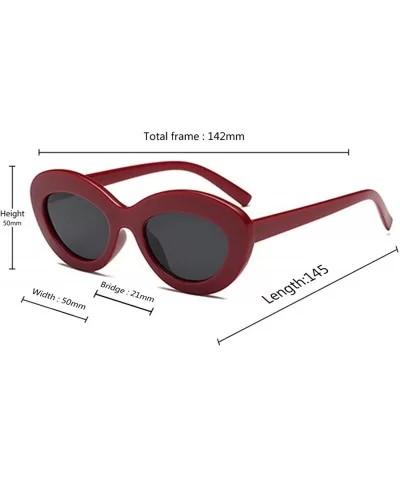 Sunglasses Oval Sunglasses Men and women Fashion Retro Sunglasses - Red Black - C618LIT8LRW $7.38 Oval