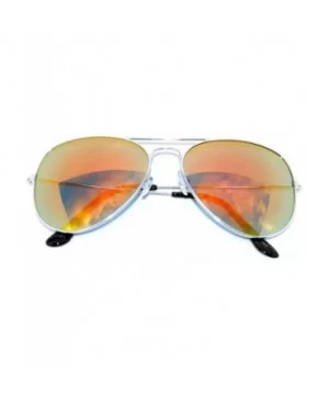 Classic Aviator Red Mirror Lens Sunglasses Silver Color Frame - CD11MW5MTED $6.56 Aviator